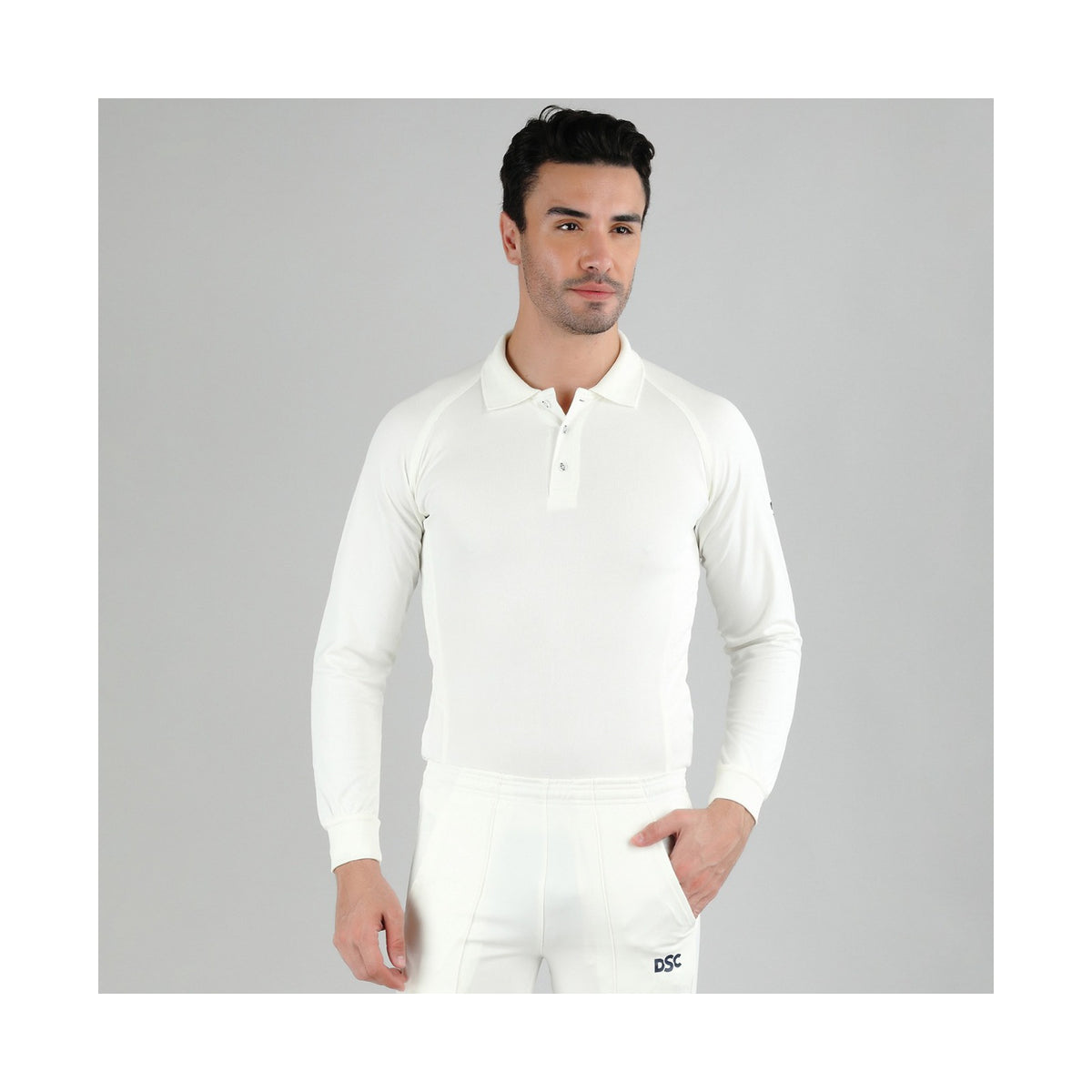 DSC Passion T-Shirt (White With Navy Trim) Full Sleeve
